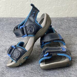 Clarks Active Air Boys Open-Toe Sandals‎ Size 7.5 Leather Blue & Gray
